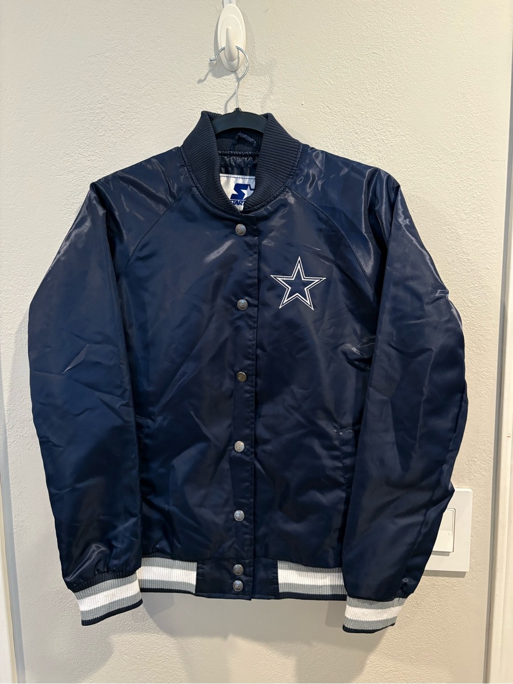 Starter Dallas Cowboys NFL Satin Jacket Women’s Size S & XL NWOT Navy Blue